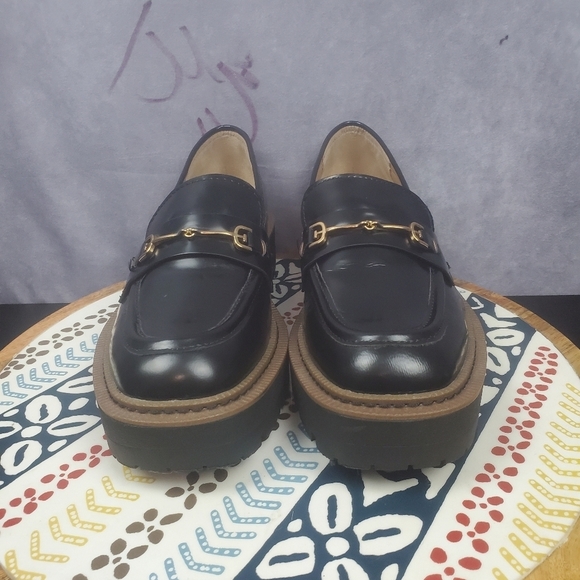 Sam Edelman Laurs Lug Sole chunky black leather Women's Size 8.5 Loafer - Picture 1 of 12